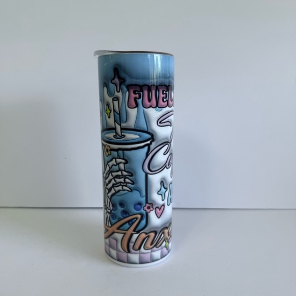 Iced Coffee & Anxiety 20oz Skinny Tumbler - Picture 3 of 4